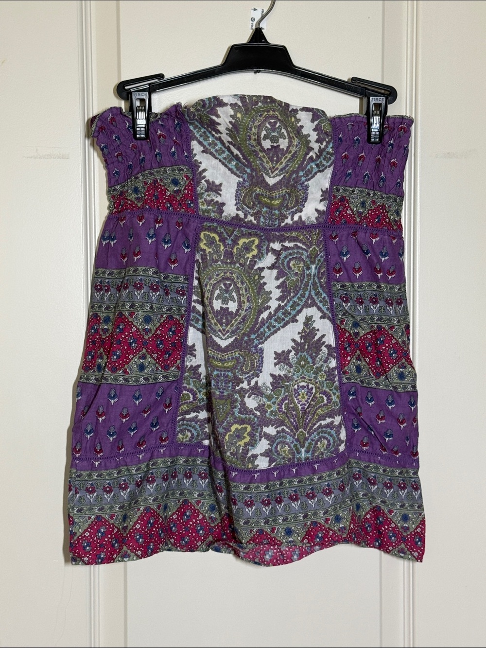 Wet Seal Purple Paisley Strapless Smocked Tube Top